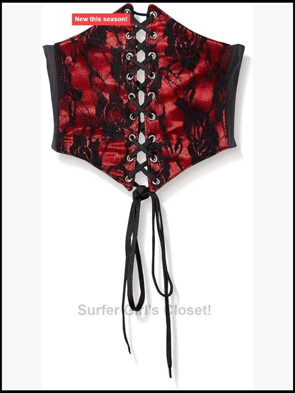 Lace Overlay Corset Belt Cincher Lace-Up Waist Training Slimming